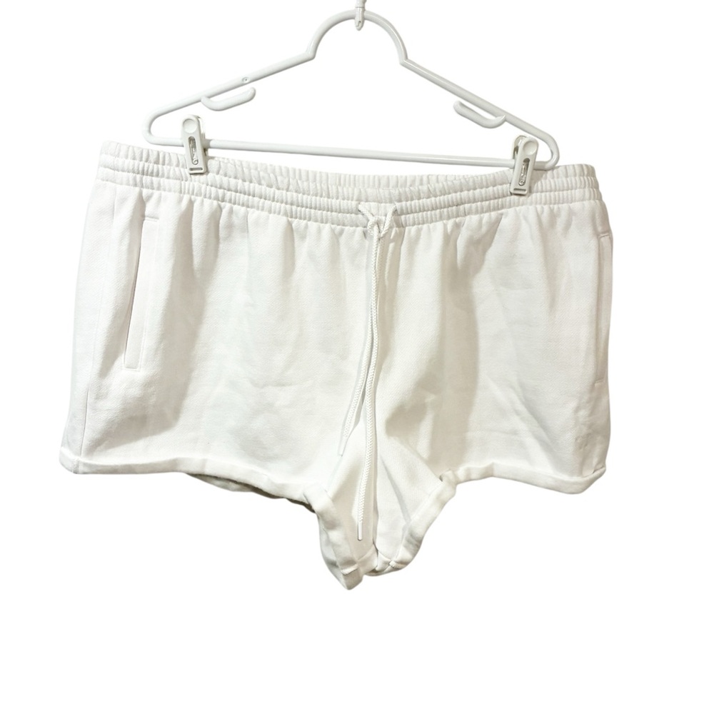 Victorias Secret Pink Plus Size Womens Ivy Fleece Rolled Hem Short White XXL NEW